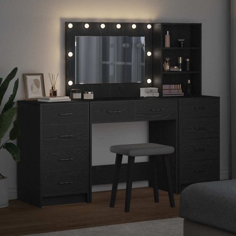 Toaletka z szufladą 3 pcs Czarny Dąb Materiał drewnopochodny