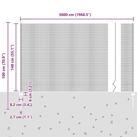 Ogrodzenie z słupkiem Srebrny 1,4 x 50 m Stal