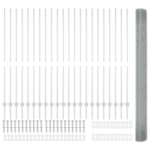 Ogrodzenie z słupkiem Srebrny 1,5 x 50 m Stal