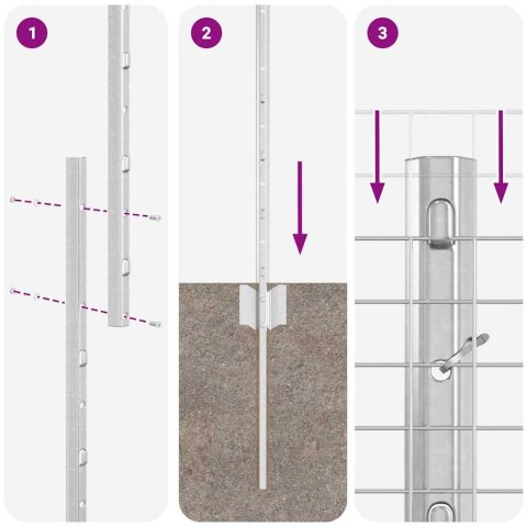 Ogrodzenie z słupkiem Srebrny 1,5 x 50 m Stal