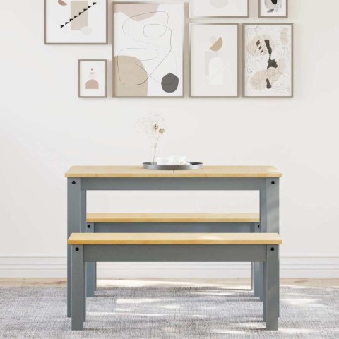 3-częściowy zestaw jadalny „Panama" Szary lite drewno sosnowe