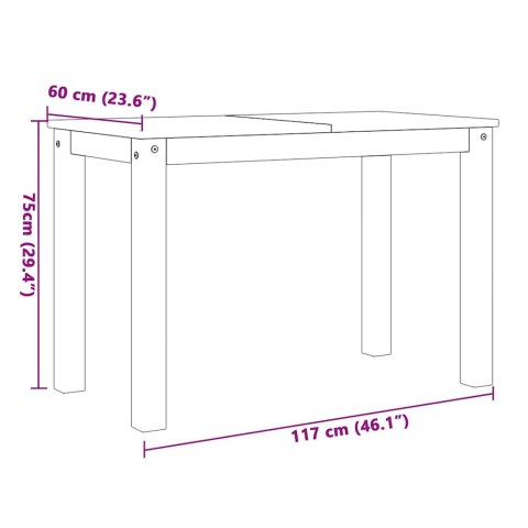 3-częściowy zestaw jadalny „Panama" Szary lite drewno sosnowe