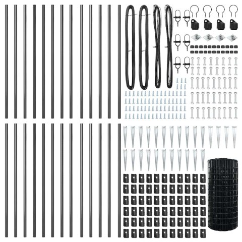 Ogrodzenie z słupkami Szary 0.4 x 50 m Stal
