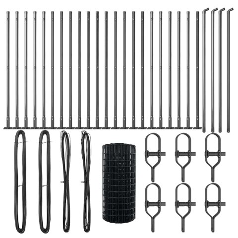 Ogrodzenie z słupkami Szary 0.6 x 50 m Stal