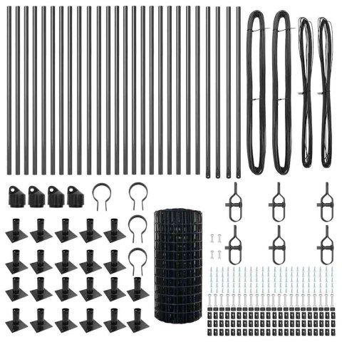 Ogrodzenie z słupkami Szary 0.6 x 50 m Stal