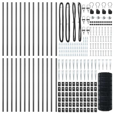 Ogrodzenie z słupkiem Szary 0,4 x 50 m Stal i PVC