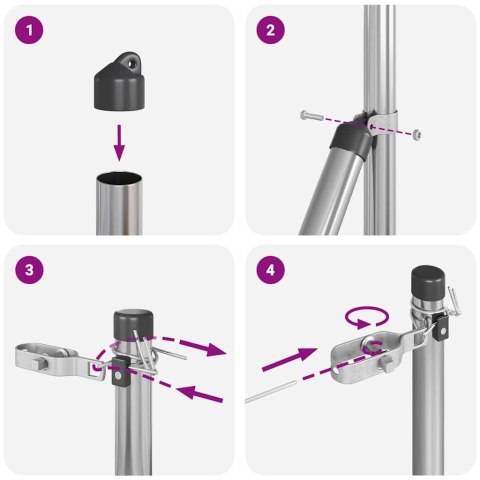 Słupek ogrodzeniowy. 52 pcs Szary 3,2 x 3,2 x 170 cm
