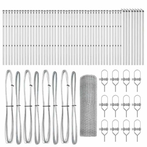 Słupek ogrodzeniowy. Srebrny 100 x 0,5 m (siatka 13 mm) Stal