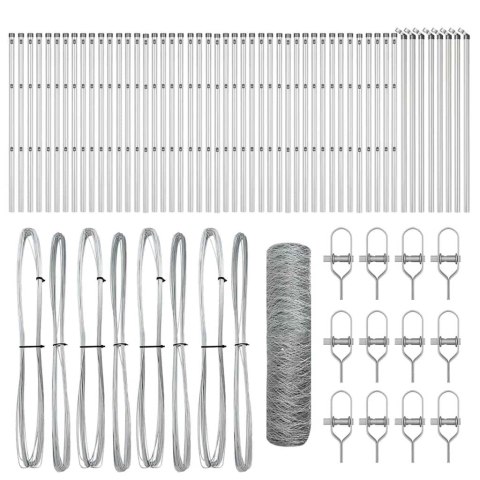 Słupek ogrodzeniowy. Srebrny 100 x 0,8 m (siatka 50 mm) Stal