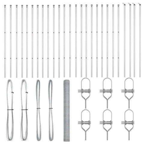 Słupek ogrodzeniowy. Srebrny 50 x 1,6 m (12 mm siatka) Stal