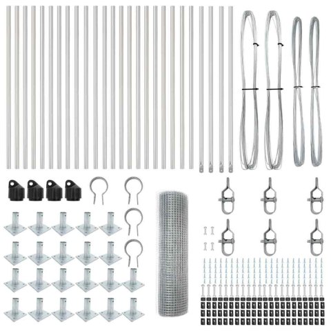 Słupek ogrodzeniowy. Srebrny 50 x 1 m (siatka 16 x 16 mm) Stal