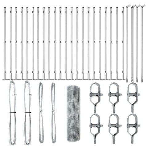 Słupek ogrodzeniowy. Srebrny 50 x 1 m (siatka 25 x 25 mm) Stal