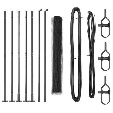 Słupek ogrodzeniowy. Szary 10 x 1,2 m (siatka 25 mm) Stal i PVC