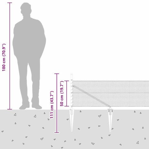Słupek ogrodzeniowy. Szary 50 x 0,5 m (rozmiar oczka 13 mm)