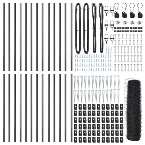 Słupek ogrodzeniowy. Szary 50 x 0,5 m (siatka 36 mm) Stal i PVC
