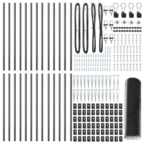 Słupek ogrodzeniowy. Szary 50 x 0,6 m (siatka 25 mm) Stal i PVC