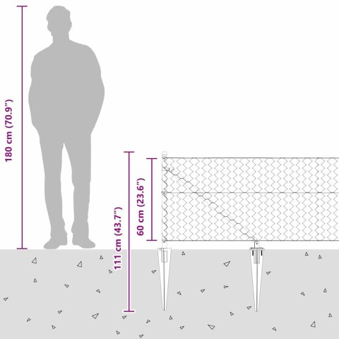 Słupek ogrodzeniowy. Szary 50 x 0,6 m (siatka 50 mm) Stal i PVC