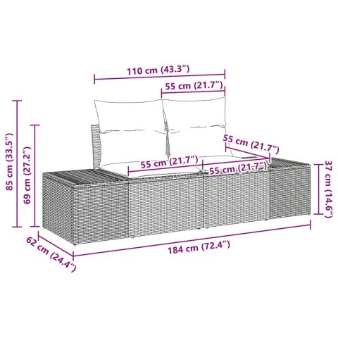 Zestaw Sof na Ogród 3 pcs Beżowy i jasnoszary polirattan
