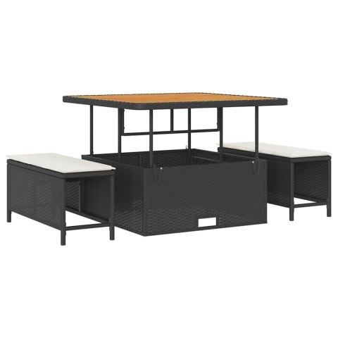 Zestaw Sof na Ogród z poduszką 12 pcs Czarny Rattan poli