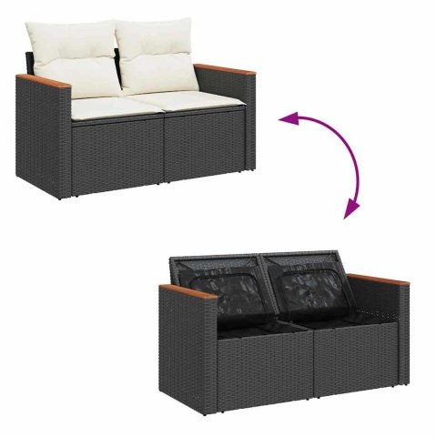 Zestaw Sof na Ogród z poduszką 12 pcs Czarny Rattan poli