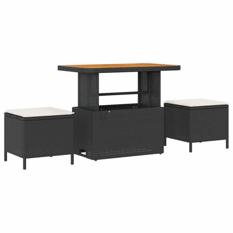 Zestaw Sof na Ogród z poduszką 12 pcs Czarny Rattan poli