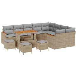 Zestaw Sof na Ogród z poduszką 13 pcs Beżowy Rattan poli