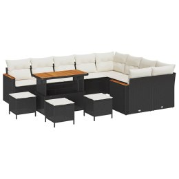 Zestaw Sof na Ogród z poduszką 13 pcs Czarny Rattan poli