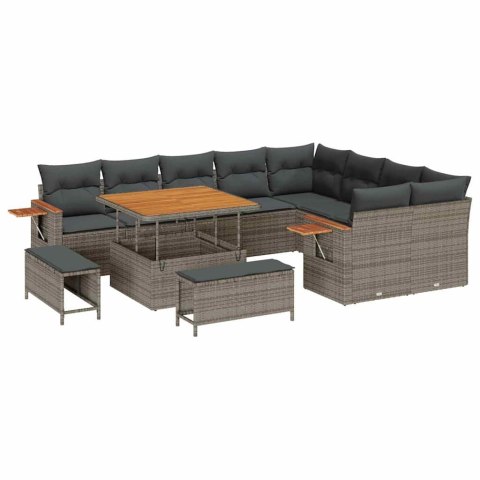 Zestaw Sof na Ogród z poduszką Szary Polirattan