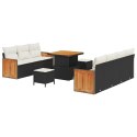 Zestaw Sof na Ogród 10 pcs Czarny i kremowy polirattan
