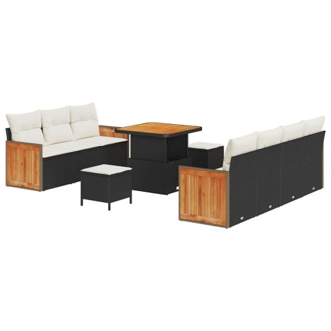 Zestaw Sof na Ogród 10 pcs Czarny i kremowy polirattan