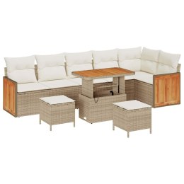Zestaw Sof na Ogród 9 pcs Beżowy i kremowy polirattan