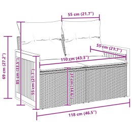 Zestaw Sof na Ogród z poduszką 13 pcs Czarny polirattan