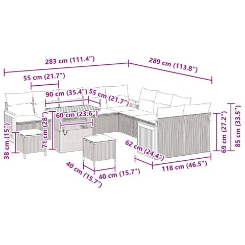 Zestaw Sof na Ogród 13 pcs Beżowy polirattan