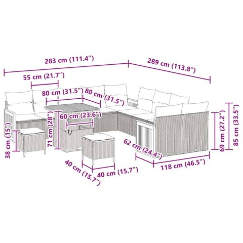 Zestaw Sof na Ogród 17 pcs Beżowy i jasnoszary polirattan