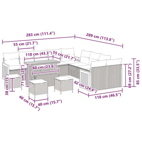 Zestaw Sof na Ogród 18 pcs Beżowy i kremowy polirattan