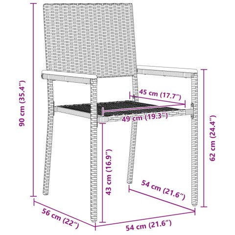 Zestaw do jadalni w ogrodzie 5 pcs Szary i brązowy polirattan