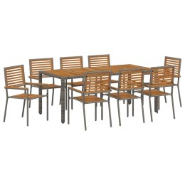 Zestaw do jadalni w ogrodzie 9 pcs Szary i brązowy polirattan