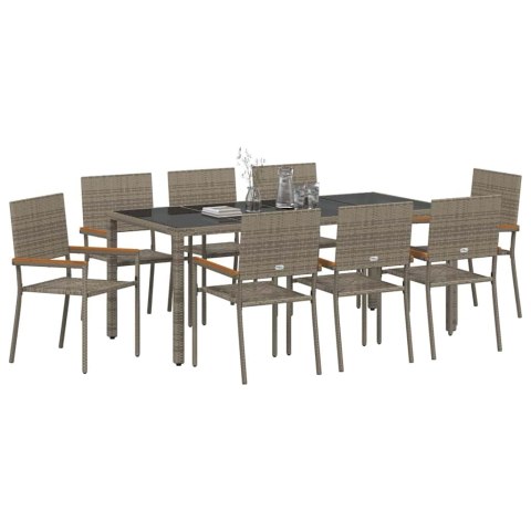 Zestaw do jadalni w ogrodzie 9 pcs Szary polirattan