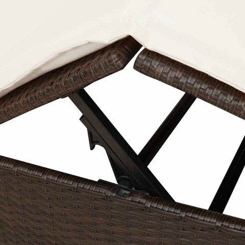 Podwójna Leżanka Słoneczna z Dachem Brązowy 205 x 129 x 200 cm