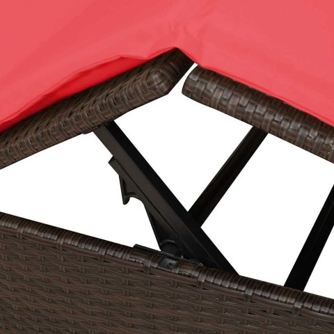 Podwójna Leżanka Słoneczna z Dachem Brązowy 205 x 129 x 200 cm