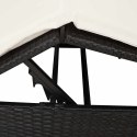 Podwójna Leżanka Słoneczna z Dachem Czarny 205 x 129 x 200 cm