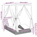 Podwójna Leżanka Słoneczna z Dachem Czarny 205 x 129 x 200 cm