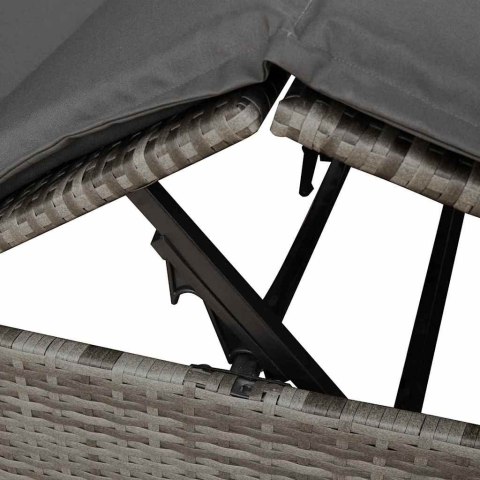 Podwójna Leżanka Słoneczna z Dachem Szary 205 x 129 x 200 cm