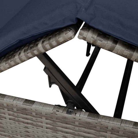 Podwójna Leżanka Słoneczna z Dachem Szary 205 x 129 x 200 cm
