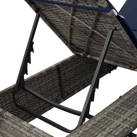 Podwójna Leżanka Słoneczna z Dachem Szary 205 x 129 x 200 cm