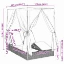 Podwójna Leżanka Słoneczna z Dachem Szary 205 x 129 x 200 cm
