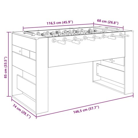 Stół do futbolu 2 pcs Biały 146,5 x 74 x 85 cm