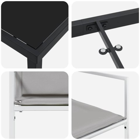 Zestaw do jadalni w ogrodzie 5 pcs Biały Textilene i stal