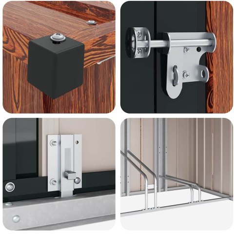 Shed na rower 3 pcs Brązowy 215 x 206 x 157 cm Metal