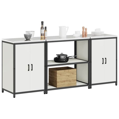 Zestaw do przechowywania w kuchni 3 pcs Biały Stal zimnogięta